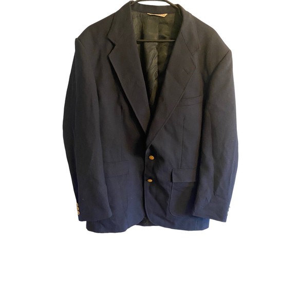Stafford Other - Stafford Navy Blue Gold Metal Button Blazer Mens 44L Sport Coat / Suit Jacket